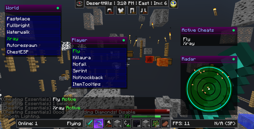 Скриншот Чит Cheating Essentials (1.6.4)